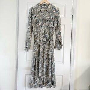 Lucky Brand Sage Green Floral Long Sleeve Shirt Dress Size XL